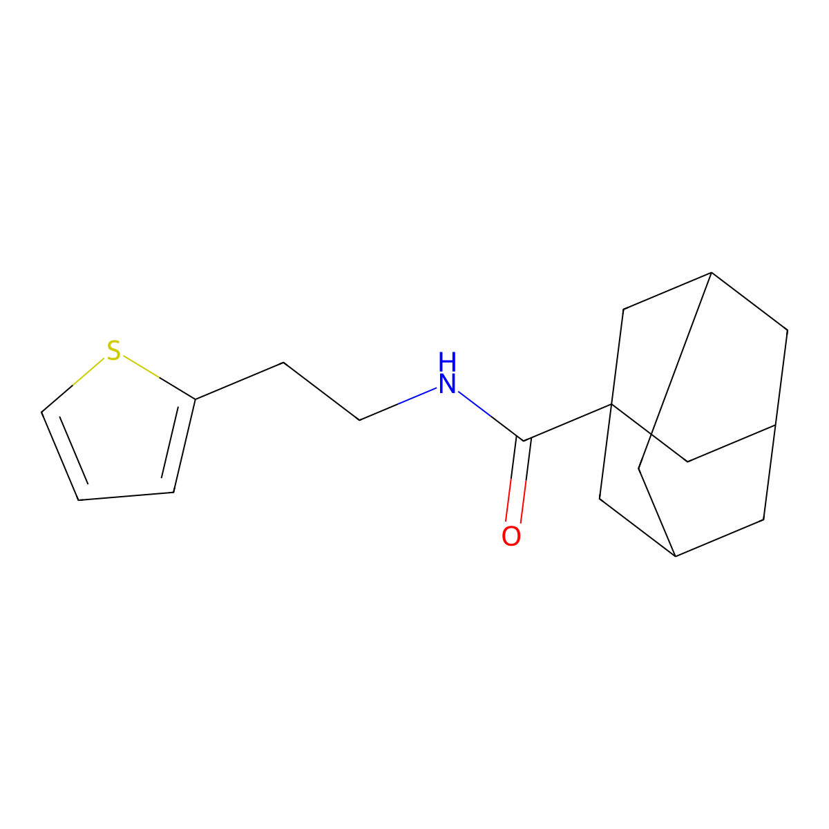N-(2-thiophen-2-ylethyl)adamantane-1-carboxamide molecular structure, CAS 727681-01-8