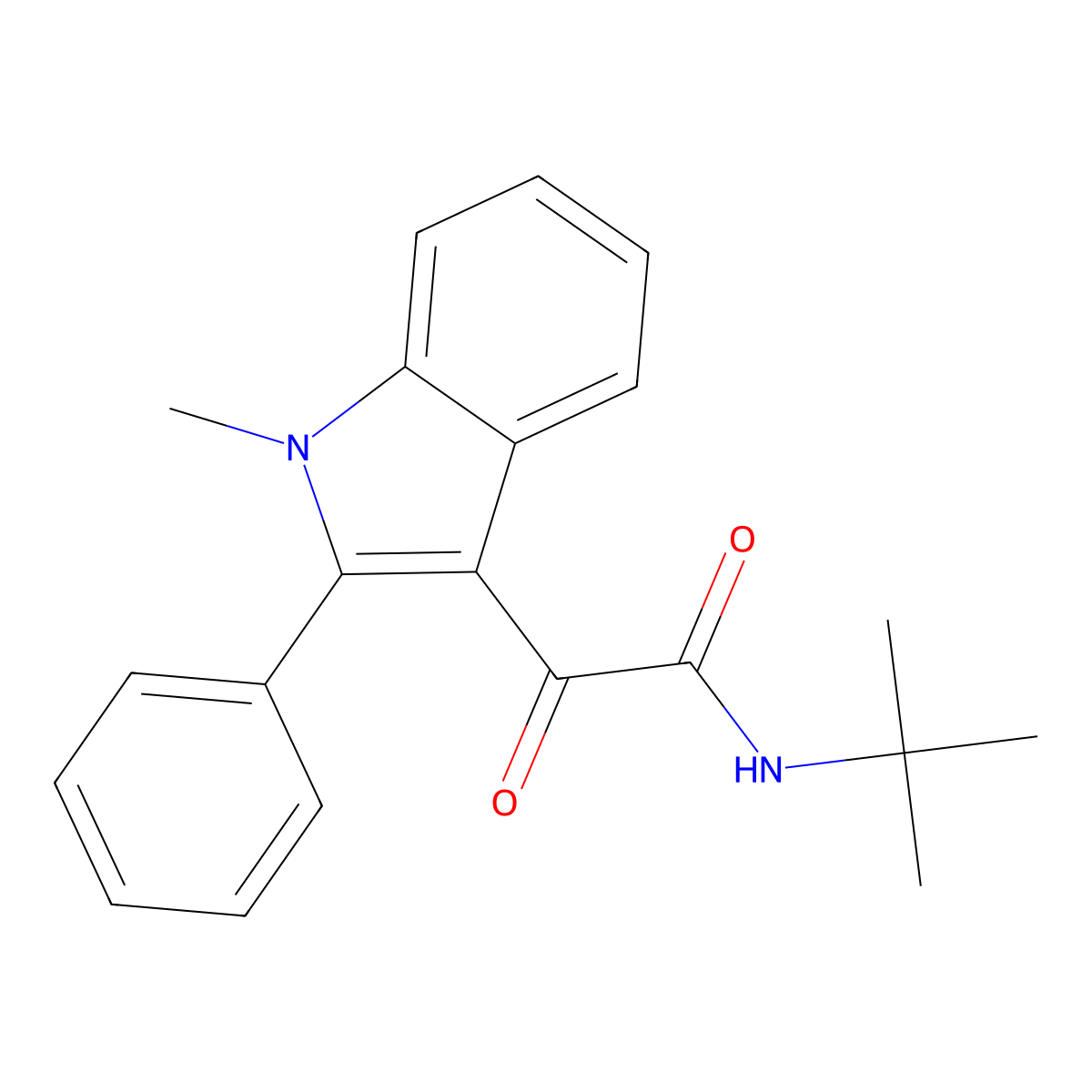N-tert-butyl-2-(1-methyl-2-phenylindol-3-yl)-2-oxoacetamide molecular structure, CAS 727681-08-5