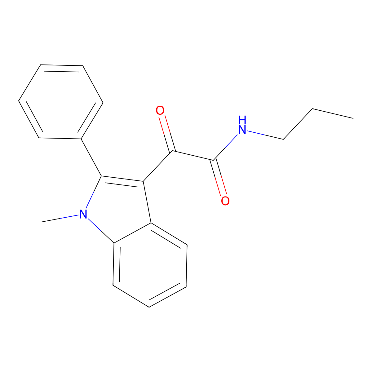 2-(1-methyl-2-phenylindol-3-yl)-2-oxo-N-propylacetamide molecular structure, CAS 727681-11-0