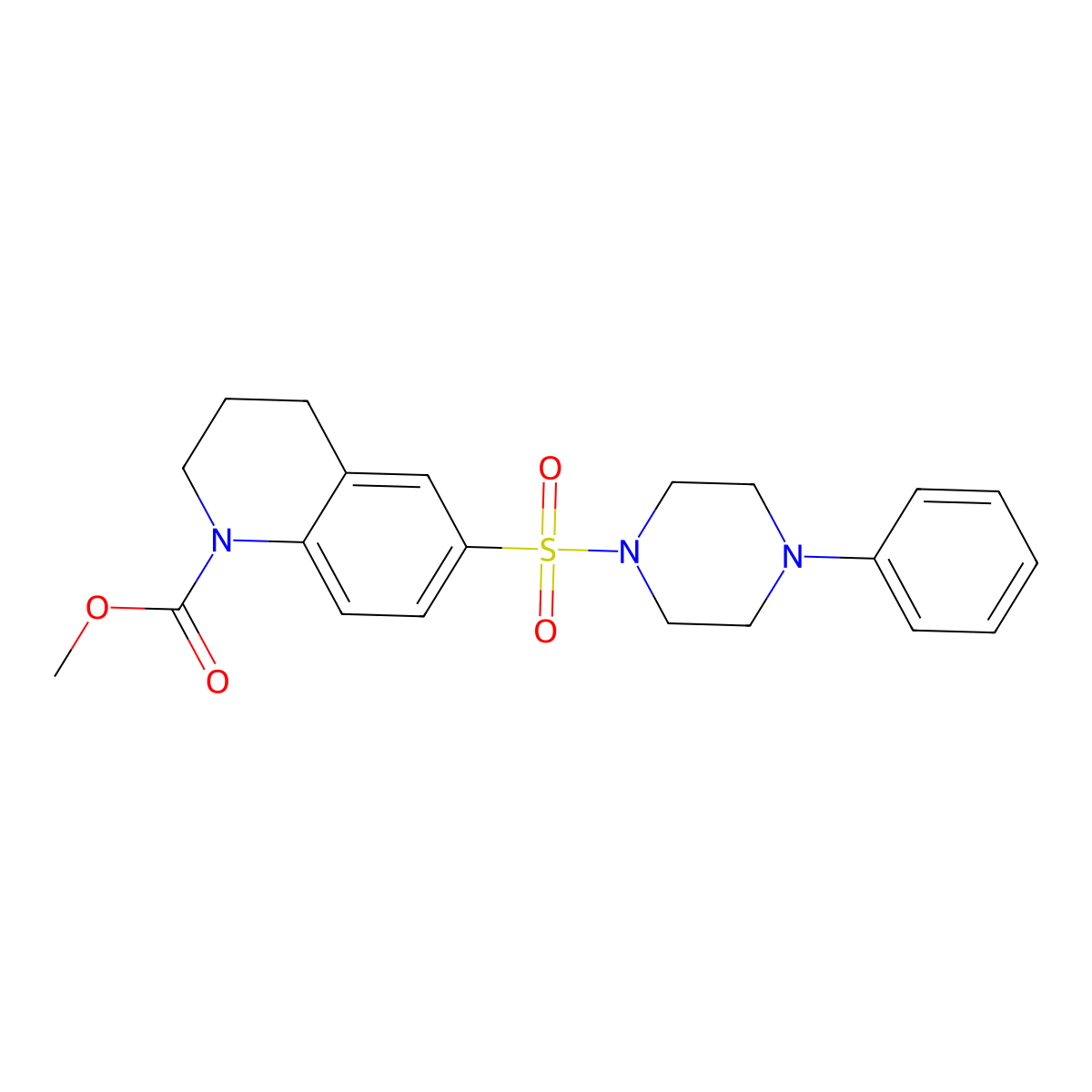 methyl 6-(4-phenylpiperazin-1-yl)sulfonyl-3,4-dihydro-2H-quinoline-1-carboxylate molecular structure, CAS 727681-26-7
