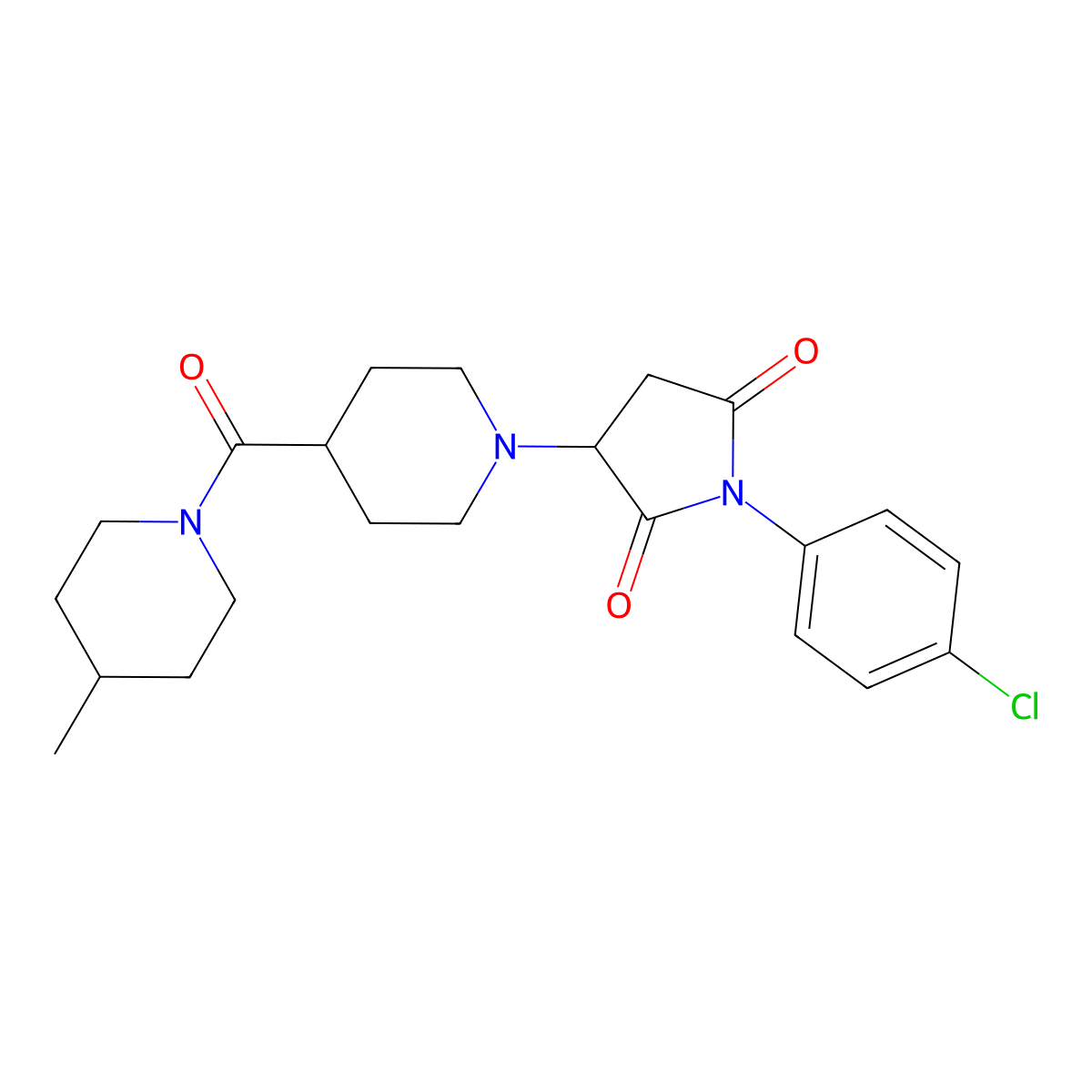1-(4-Chlorophenyl)-3-[4-(4-methylpiperidine-1-carbonyl)piperidin-1-yl]pyrrolidine-2,5-dione molecular structure, CAS 727682-40-8