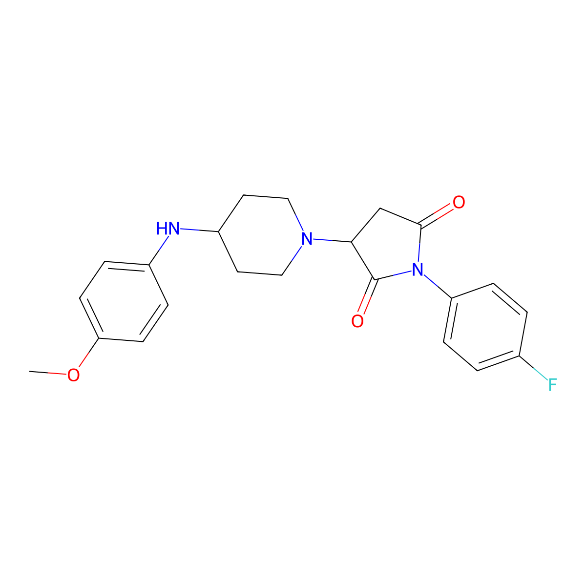 1-(4-Fluorophenyl)-3-[4-(4-methoxyanilino)piperidin-1-yl]pyrrolidine-2,5-dione molecular structure, CAS 727682-42-0