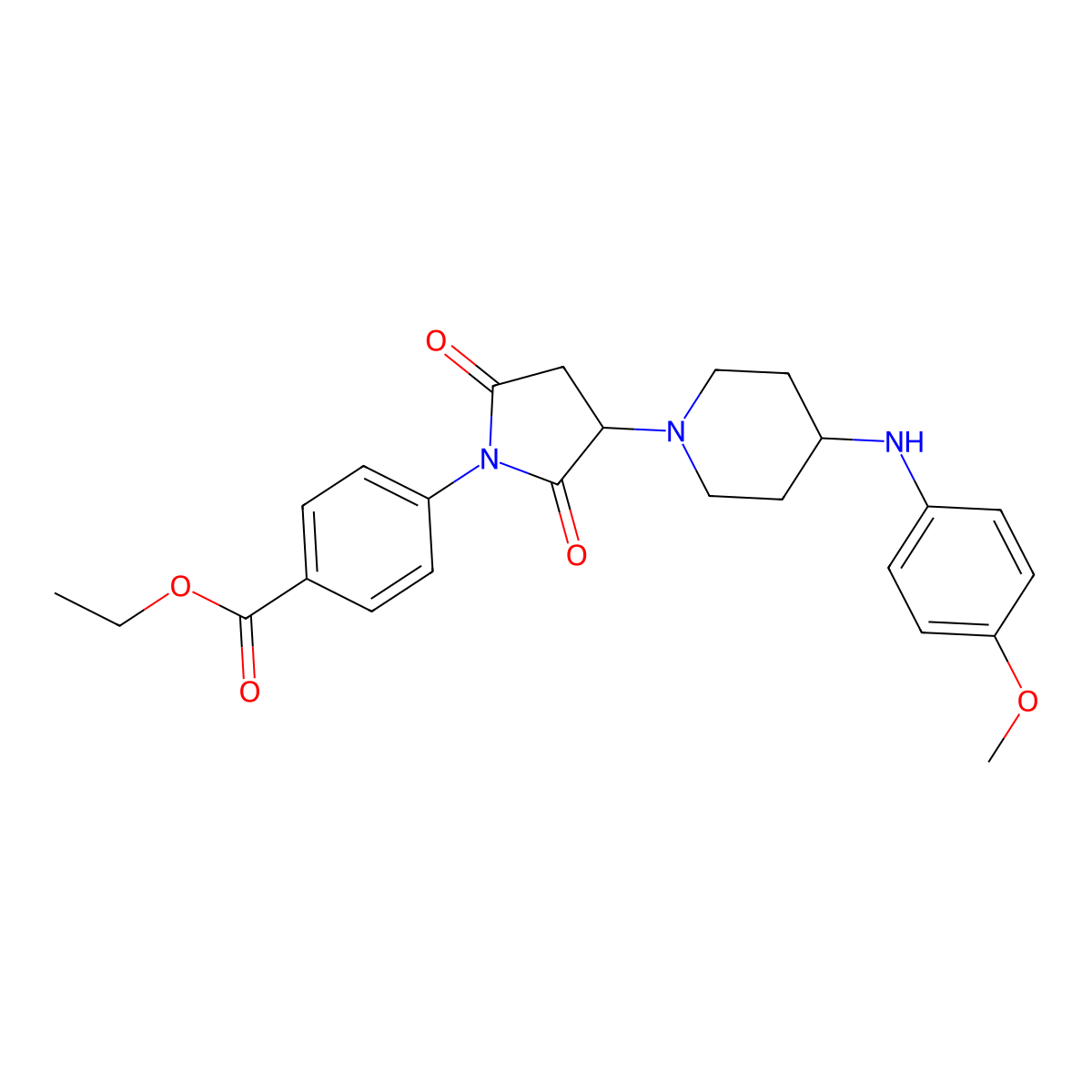 Ethyl 4-(3-{4-[(4-methoxyphenyl)amino]piperidin-1-yl}-2,5-dioxopyrrolidin-1-yl)benzoate molecular structure, CAS 727682-43-1