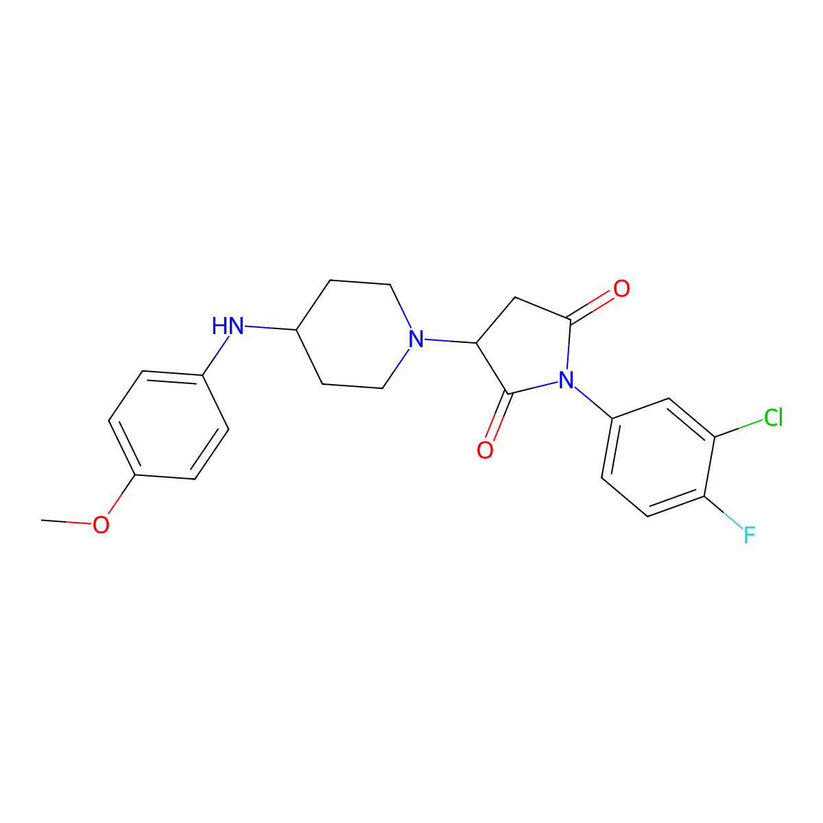 1-(3-Chloro-4-fluorophenyl)-3-{4-[(4-methoxyphenyl)amino]piperidin-1-yl}pyrrolidine-2,5-dione molecular structure, CAS 727682-44-2