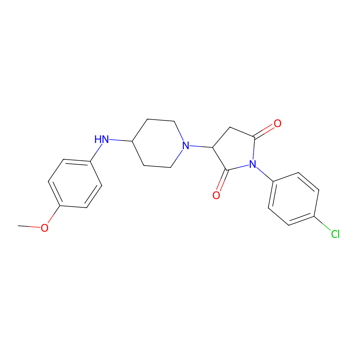 1-(4-Chlorophenyl)-3-[4-(4-methoxyanilino)piperidin-1-yl]pyrrolidine-2,5-dione molecular structure, CAS 727682-47-5