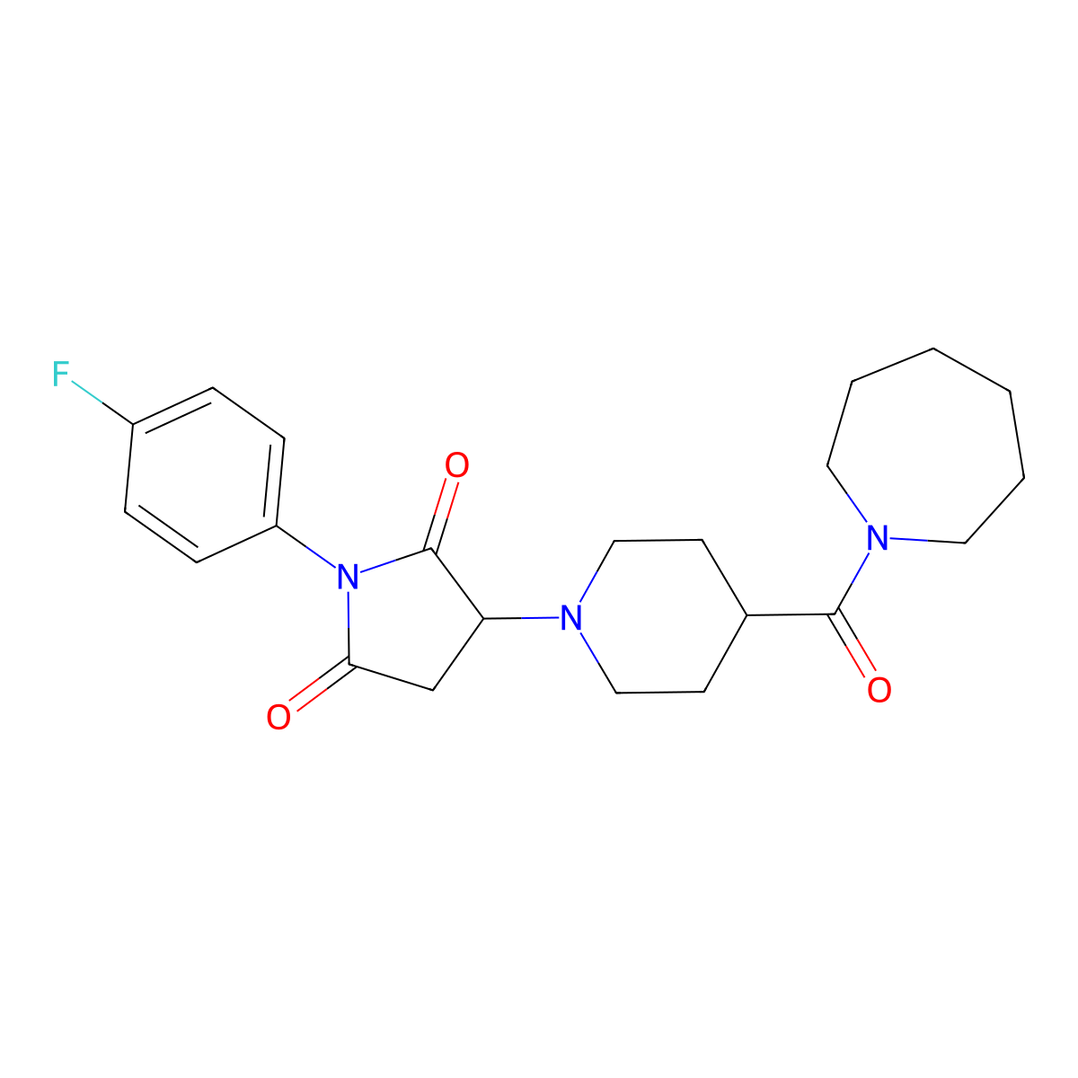 3-[4-(Azepan-1-ylcarbonyl)piperidin-1-yl]-1-(4-fluorophenyl)pyrrolidine-2,5-dione molecular structure, CAS 727682-85-1