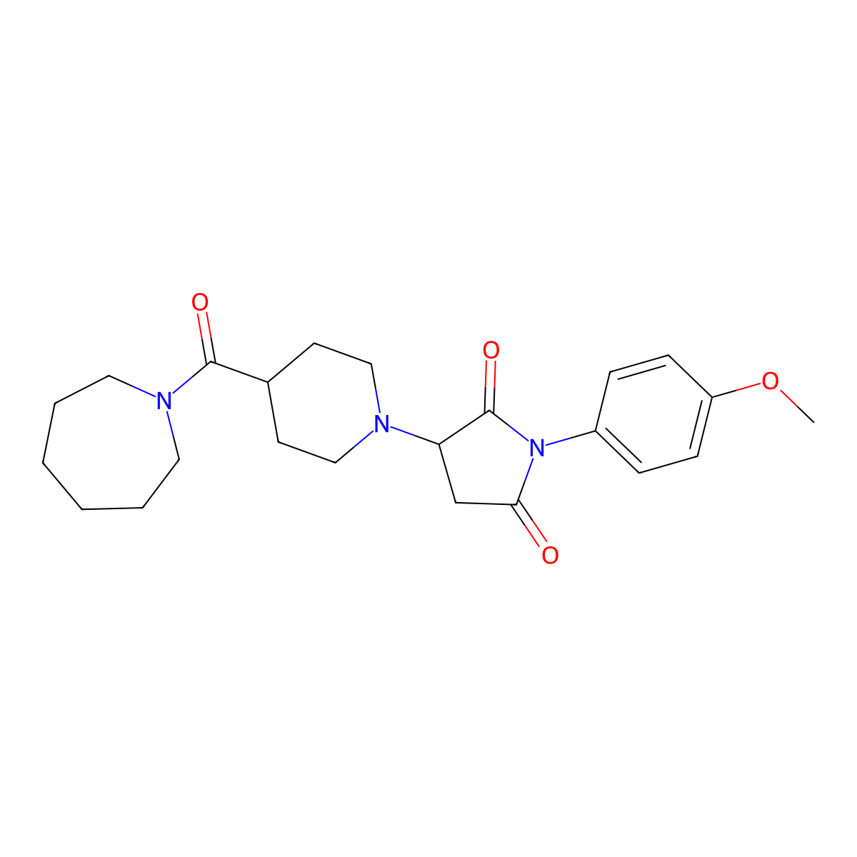 3-[4-(Azepan-1-ylcarbonyl)piperidin-1-yl]-1-(4-methoxyphenyl)pyrrolidine-2,5-dione molecular structure, CAS 727682-86-2