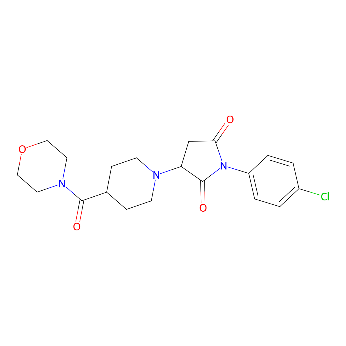 1-(4-Chlorophenyl)-3-[4-(4-morpholinylcarbonyl)-1-piperidinyl]-2,5-pyrrolidinedione molecular structure, CAS 727682-89-5