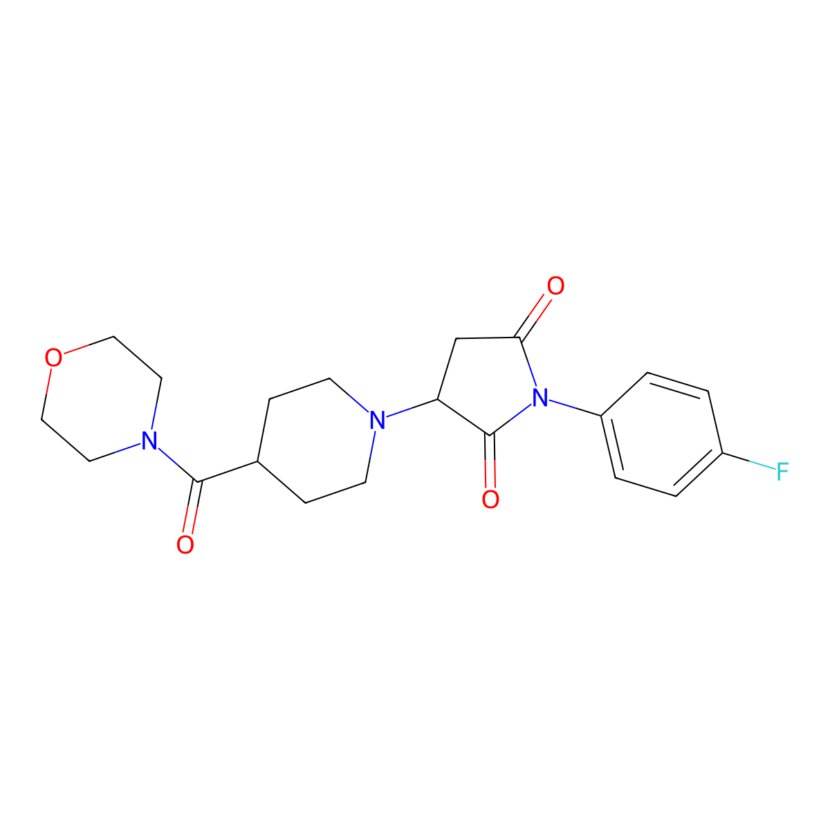 1-(4-Fluorophenyl)-3-[4-(4-morpholinylcarbonyl)-1-piperidinyl]-2,5-pyrrolidinedione molecular structure, CAS 727682-90-8
