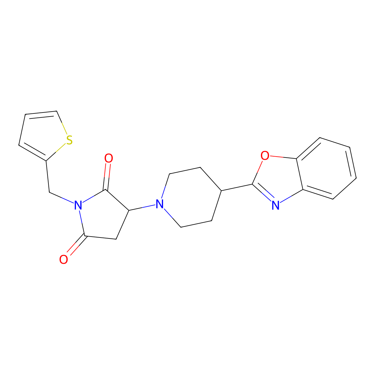 3-[4-(1,3-Benzoxazol-2-yl)piperidin-1-yl]-1-(thiophen-2-ylmethyl)pyrrolidine-2,5-dione molecular structure, CAS 727682-92-0