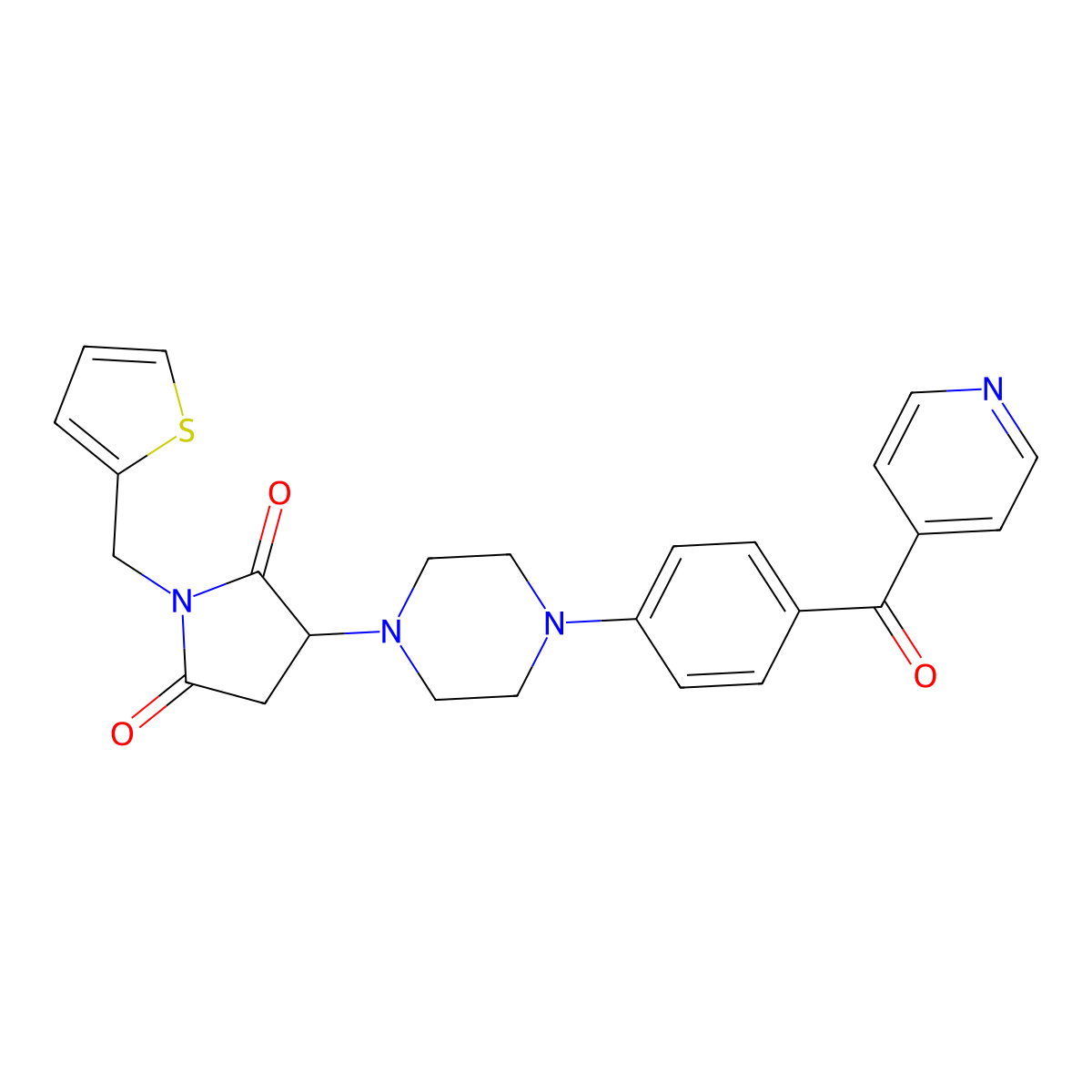 3-[4-[4-(Pyridine-4-carbonyl)phenyl]piperazin-1-yl]-1-(thiophen-2-ylmethyl)pyrrolidine-2,5-dione molecular structure, CAS 727682-94-2