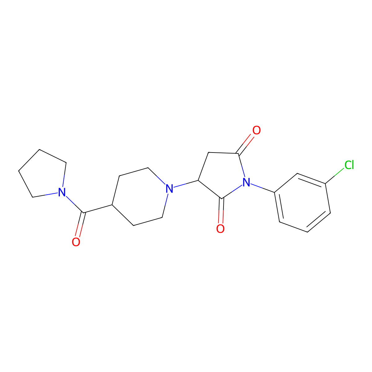 1-(3-Chlorophenyl)-3-[4-(pyrrolidin-1-ylcarbonyl)piperidin-1-yl]pyrrolidine-2,5-dione molecular structure, CAS 727683-13-8