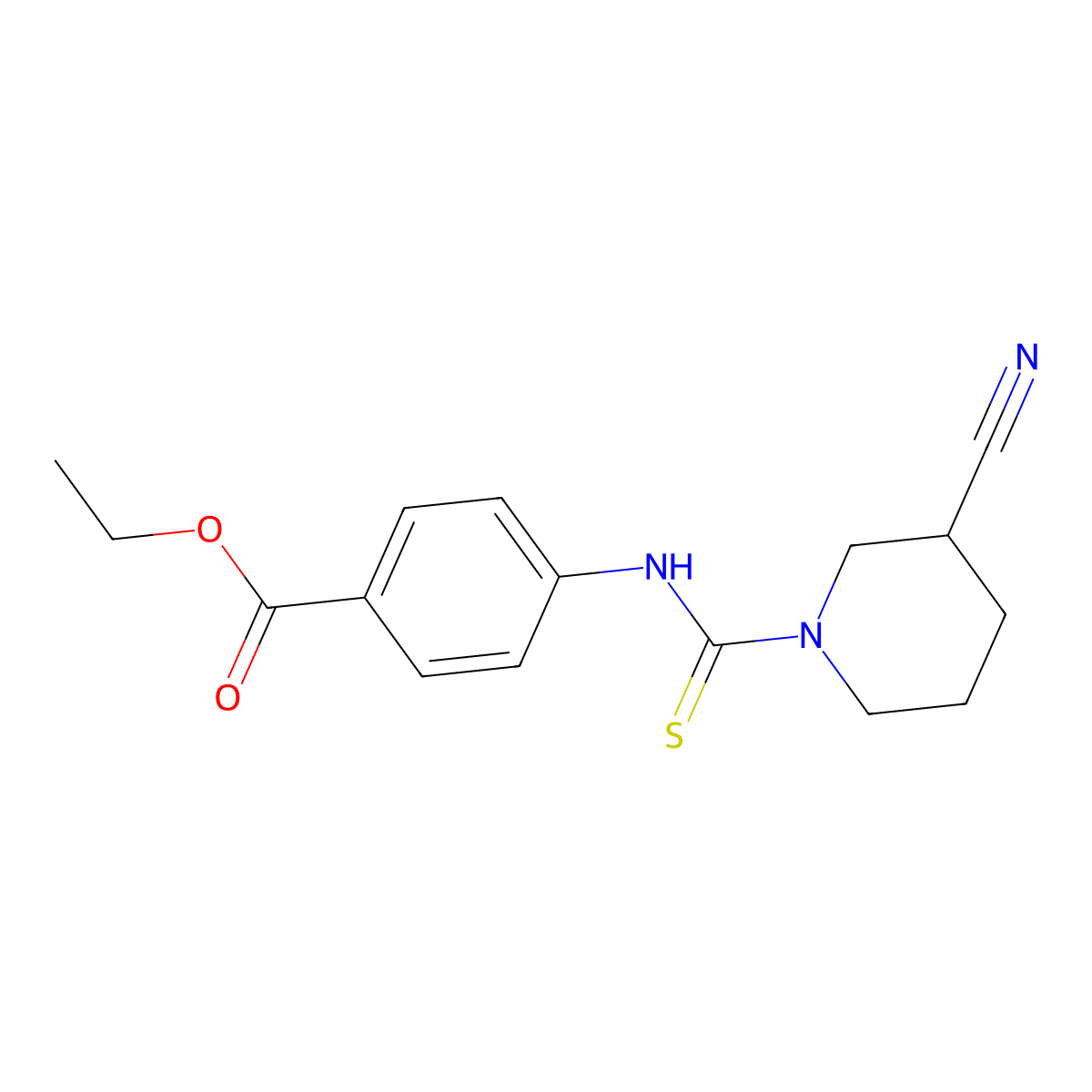 Ethyl 4-{[(3-cyanopiperidin-1-yl)carbonothioyl]amino}benzoate molecular structure, CAS 727683-15-0