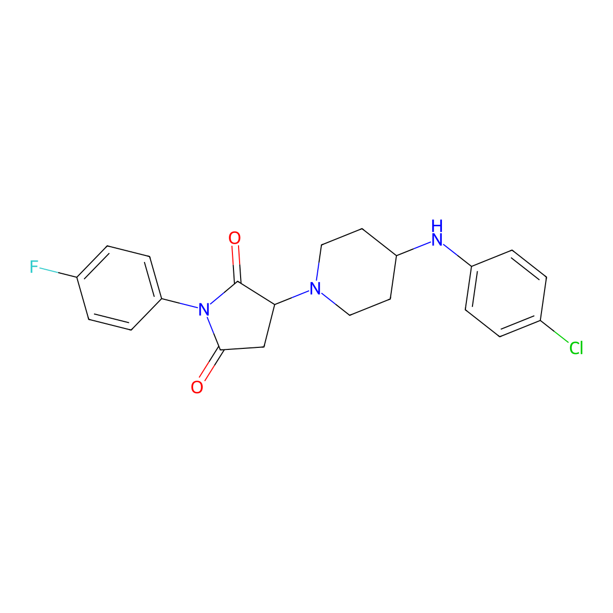 3-[4-(4-Chloroanilino)piperidin-1-yl]-1-(4-fluorophenyl)pyrrolidine-2,5-dione molecular structure, CAS 727683-18-3