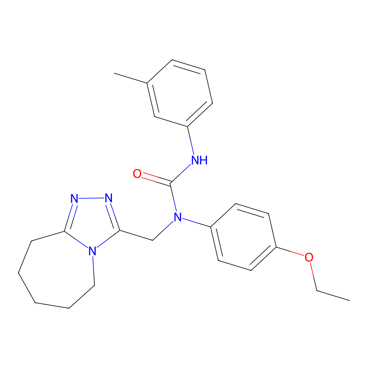 1-(4-ethoxyphenyl)-3-(3-methylphenyl)-1-(6,7,8,9-tetrahydro-5H-[1,2,4]triazolo[4,3-a]azepin-3-ylmethyl)urea molecular structure, CAS 727684-05-1