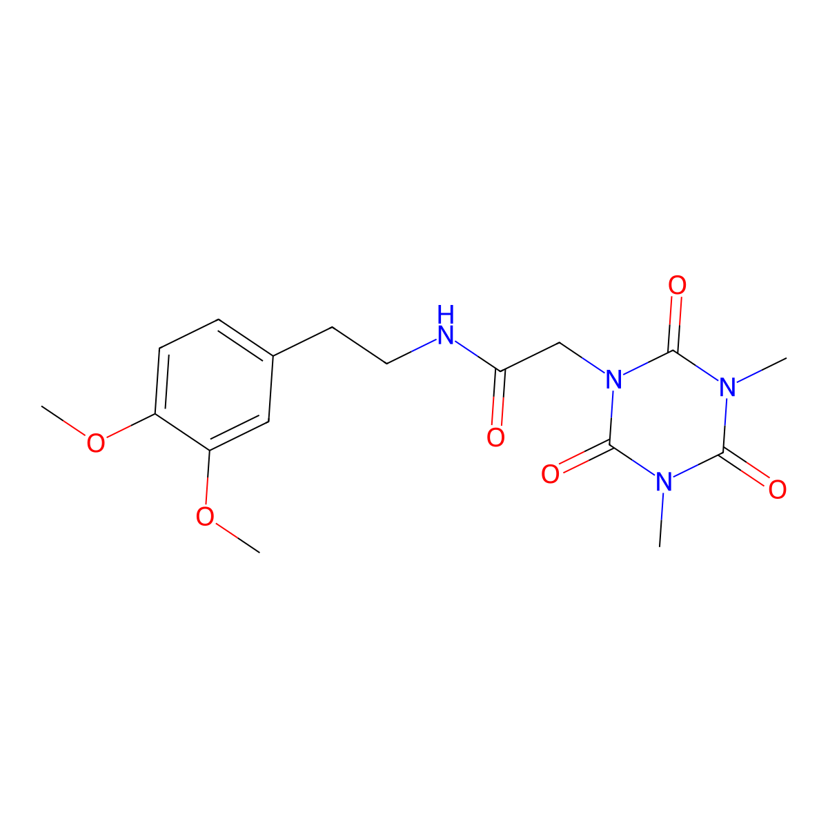 N-[2-(3,4-dimethoxyphenyl)ethyl]-2-(3,5-dimethyl-2,4,6-trioxo-1,3,5-triazinan-1-yl)acetamide molecular structure, CAS 727684-54-0