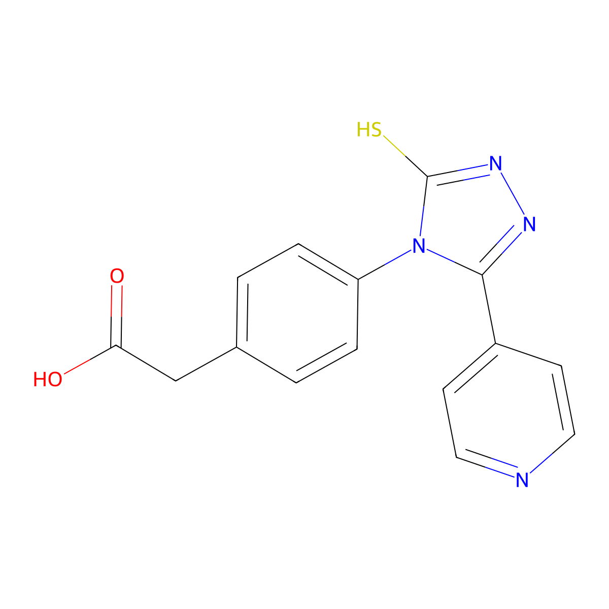 2-[4-(3-pyridin-4-yl-5-sulfanylidene-1H-1,2,4-triazol-4-yl)phenyl]acetic acid molecular structure, CAS 727684-84-6