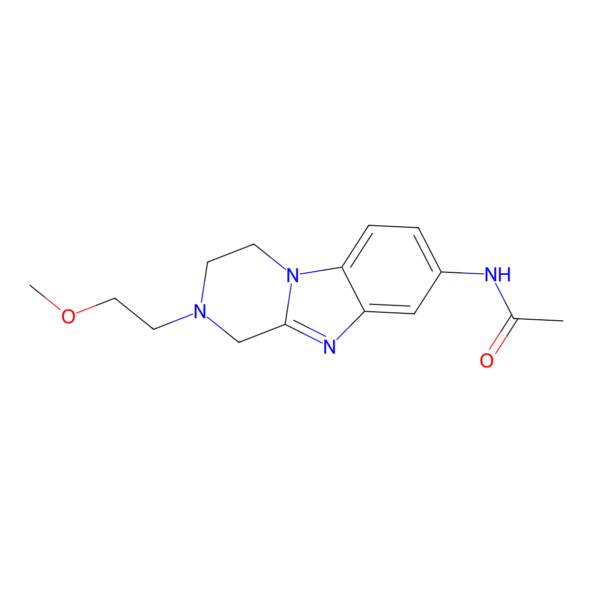 N-[2-(2-methoxyethyl)-3,4-dihydro-1H-pyrazino[1,2-a]benzimidazol-8-yl]acetamide molecular structure, CAS 727685-04-3