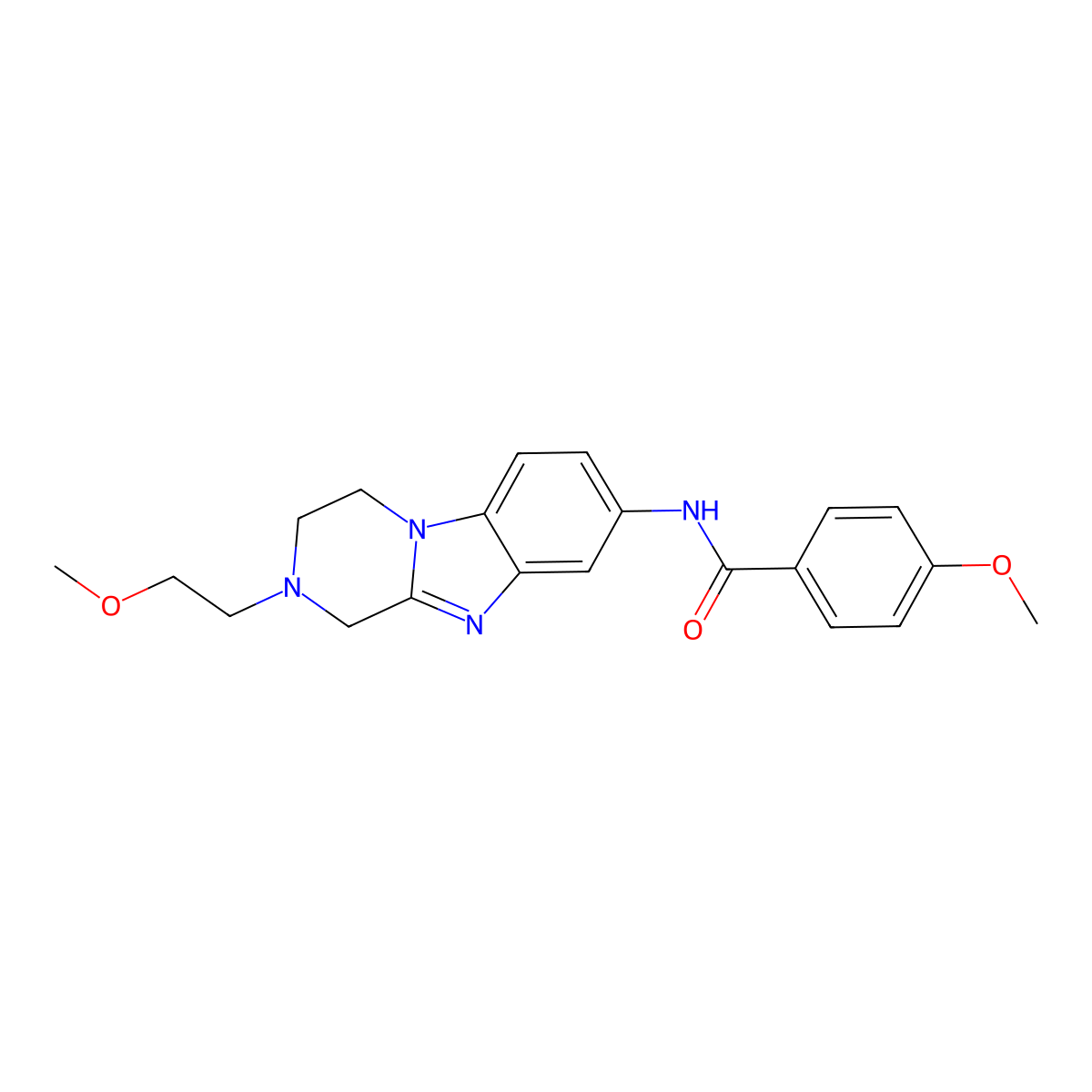 4-methoxy-N-[2-(2-methoxyethyl)-1,2,3,4-tetrahydropyrazino[1,2-a]benzimidazol-8-yl]benzamide molecular structure, CAS 727685-05-4