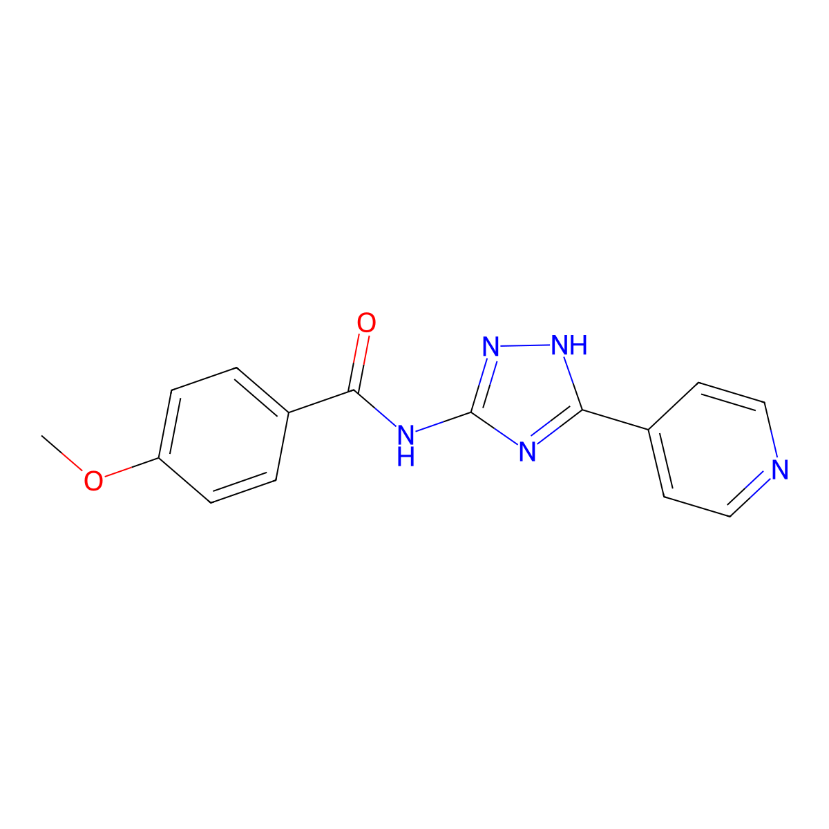 4-methoxy-N-(5-pyridin-4-yl-1H-1,2,4-triazol-3-yl)benzamide molecular structure, CAS 727685-18-9