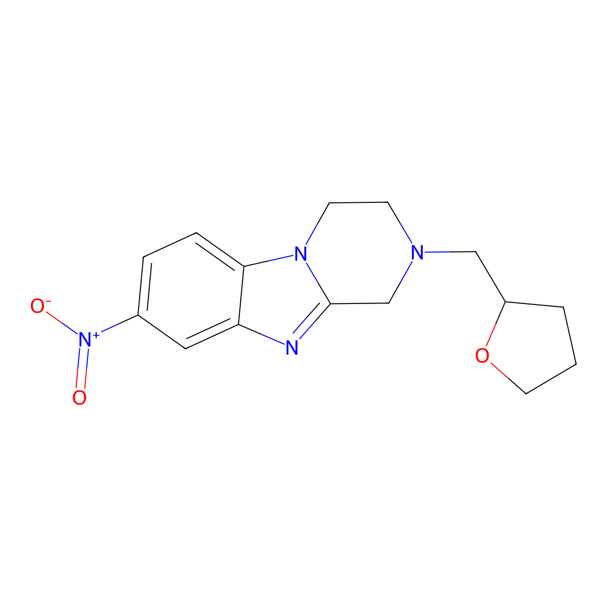8-nitro-2-(oxolan-2-ylmethyl)-3,4-dihydro-1H-pyrazino[1,2-a]benzimidazole molecular structure, CAS 727685-64-5