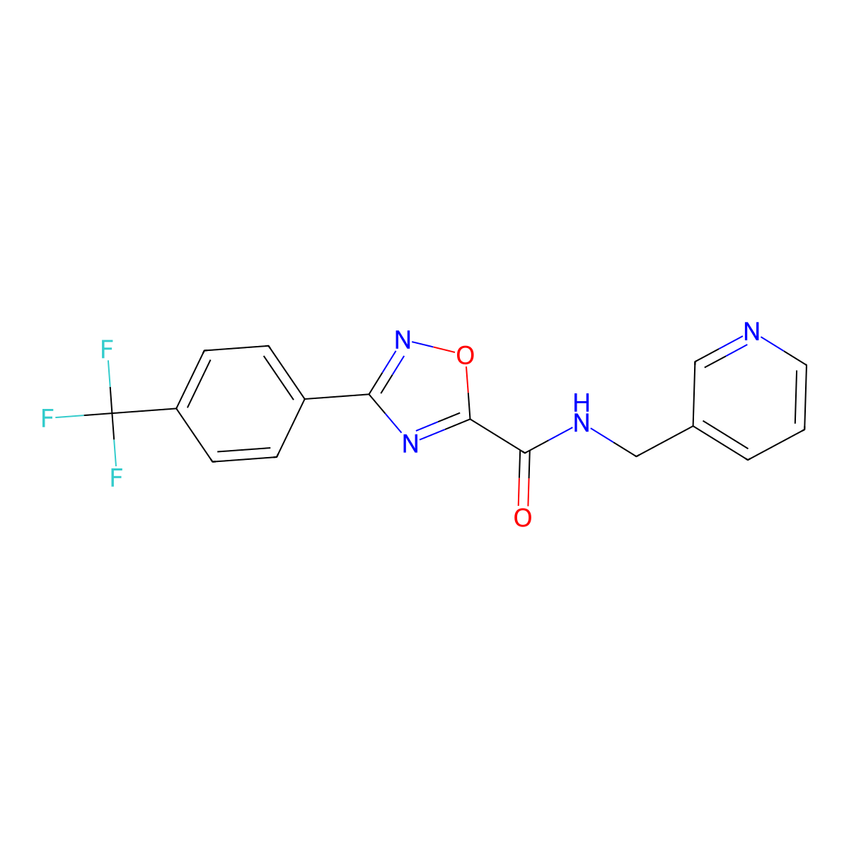 N-(pyridin-3-ylmethyl)-3-[4-(trifluoromethyl)phenyl]-1,2,4-oxadiazole-5-carboxamide molecular structure, CAS 727685-67-8