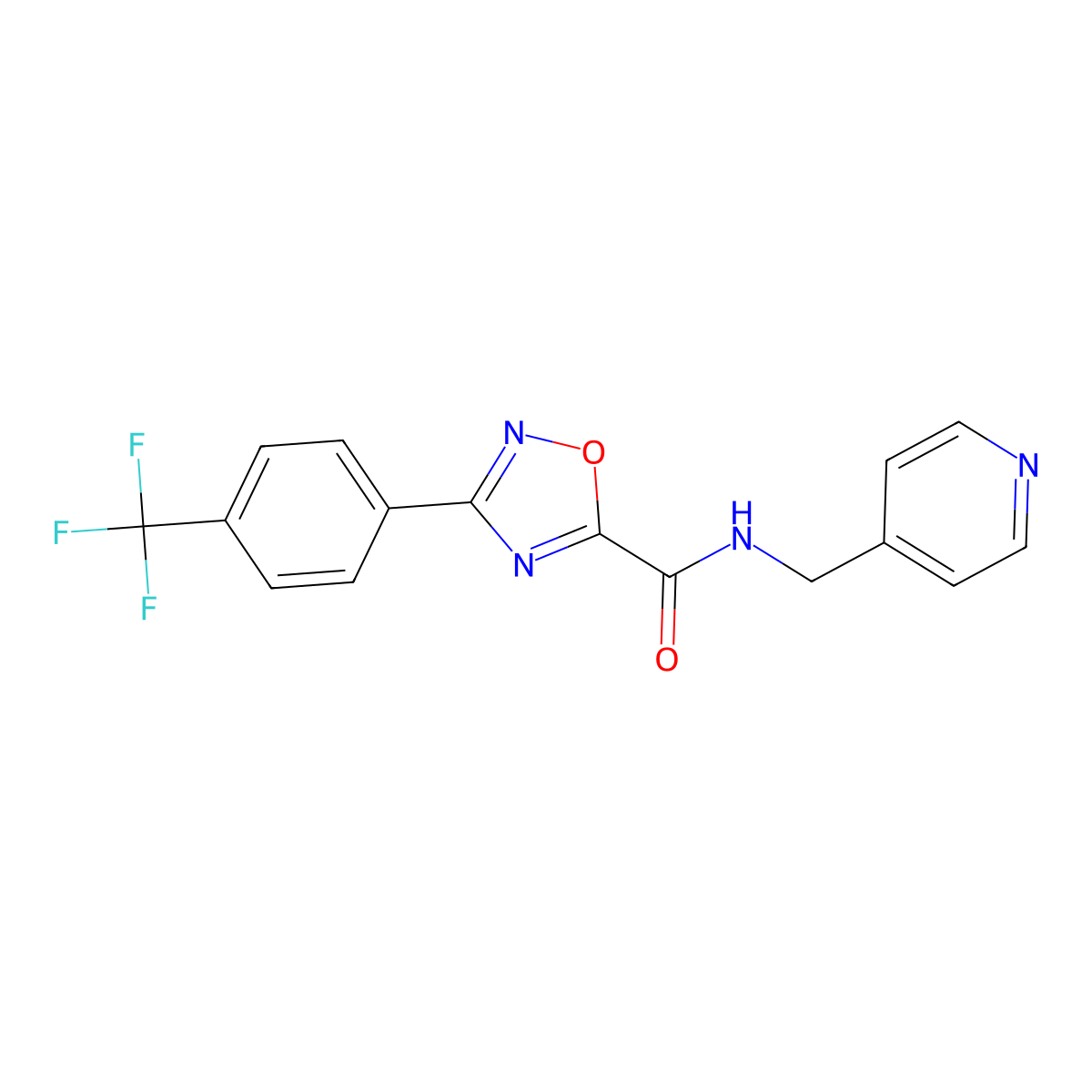 N-(pyridin-4-ylmethyl)-3-[4-(trifluoromethyl)phenyl]-1,2,4-oxadiazole-5-carboxamide molecular structure, CAS 727685-68-9