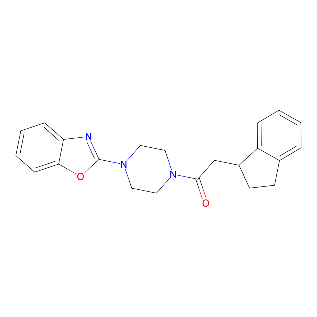 1-[4-(1,3-benzoxazol-2-yl)piperazin-1-yl]-2-(2,3-dihydro-1H-inden-1-yl)ethan-1-one molecular structure, CAS 727685-73-6