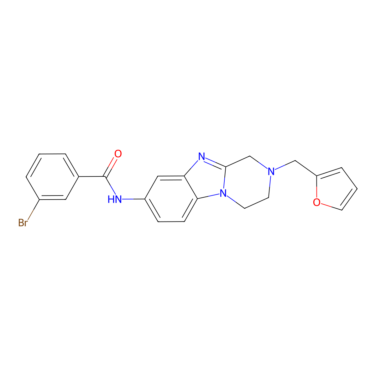 3-bromo-N-[2-(furan-2-ylmethyl)-3,4-dihydro-1H-pyrazino[1,2-a]benzimidazol-8-yl]benzamide molecular structure, CAS 727685-83-8