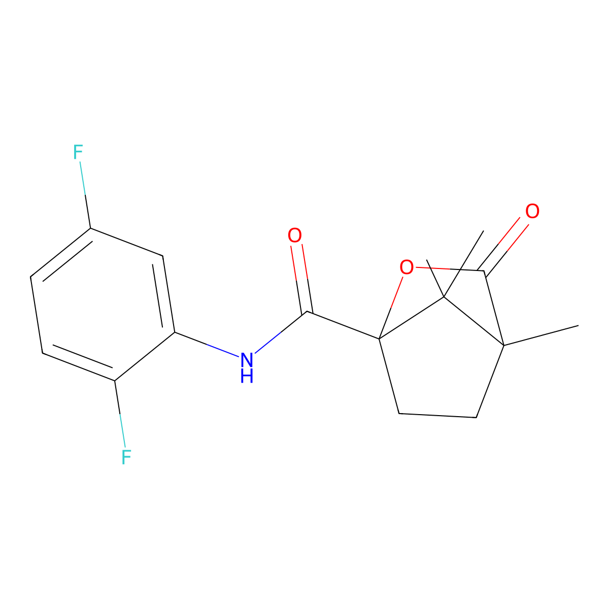 N-(2,5-difluorophenyl)-4,7,7-trimethyl-3-oxo-2-oxabicyclo[2.2.1]heptane-1-carboxamide molecular structure, CAS 727686-01-3