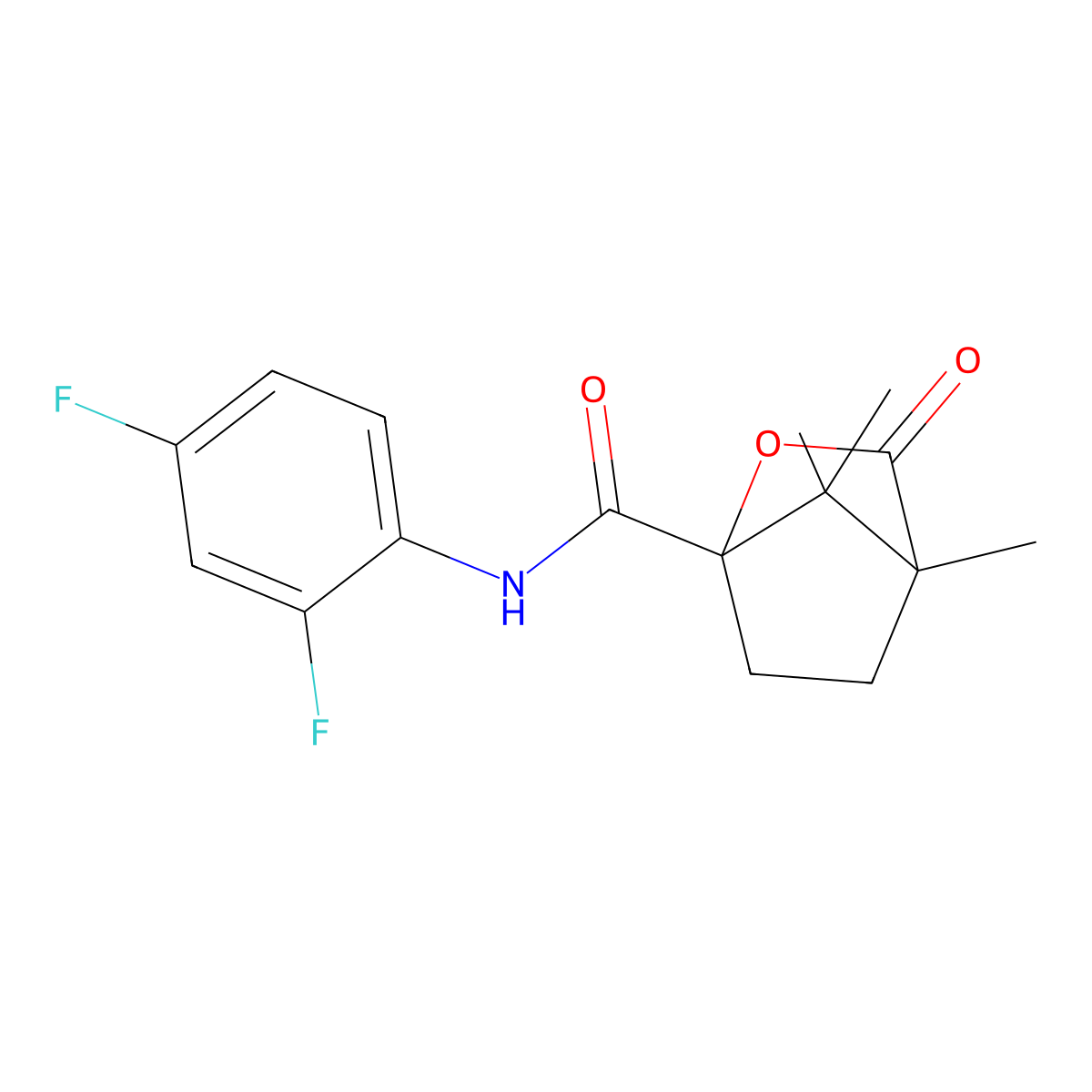 N-(2,4-difluorophenyl)-4,7,7-trimethyl-3-oxo-2-oxabicyclo[2.2.1]heptane-1-carboxamide molecular structure, CAS 727686-03-5