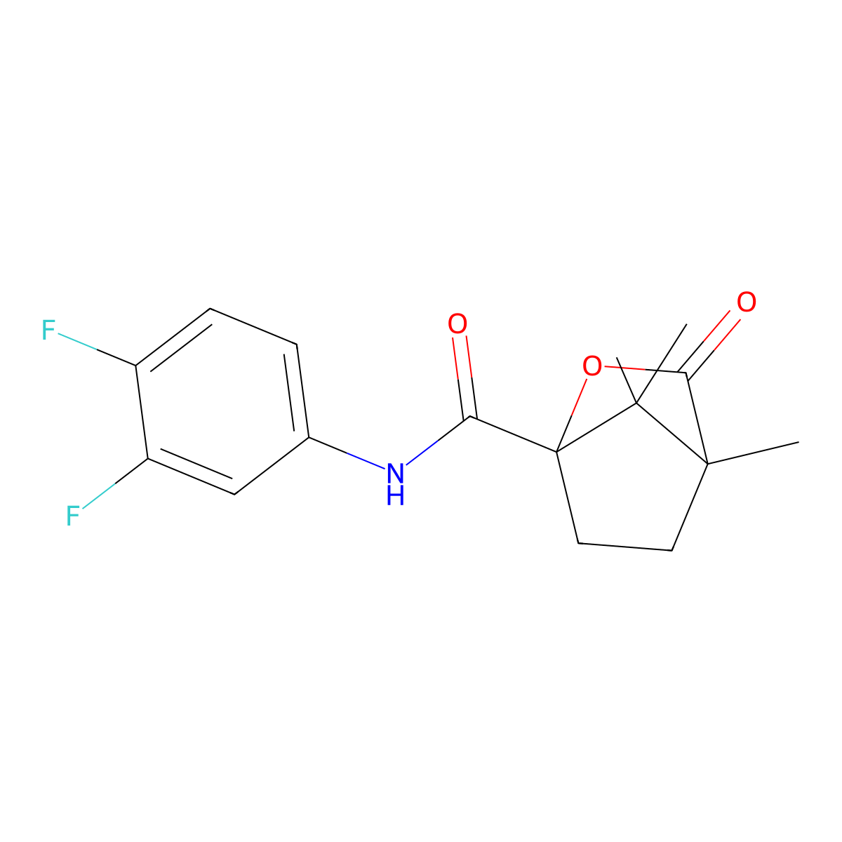 N-(3,4-difluorophenyl)-4,7,7-trimethyl-3-oxo-2-oxabicyclo[2.2.1]heptane-1-carboxamide molecular structure, CAS 727686-04-6