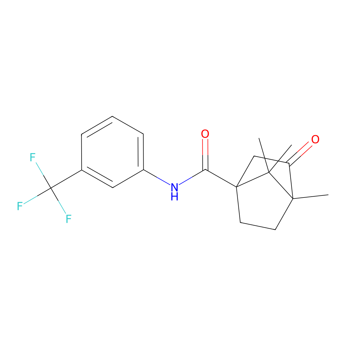 4,7,7-trimethyl-3-oxo-N-[3-(trifluoromethyl)phenyl]bicyclo[2.2.1]heptane-1-carboxamide molecular structure, CAS 727686-05-7