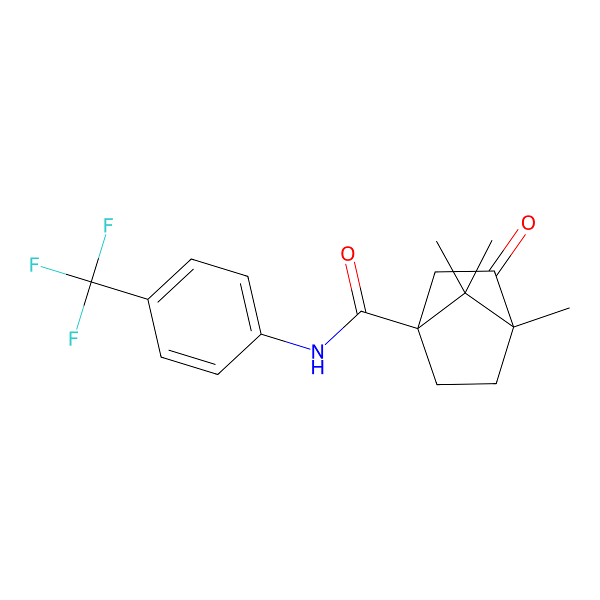 4,7,7-trimethyl-3-oxo-N-[4-(trifluoromethyl)phenyl]bicyclo[2.2.1]heptane-1-carboxamide molecular structure, CAS 727686-06-8