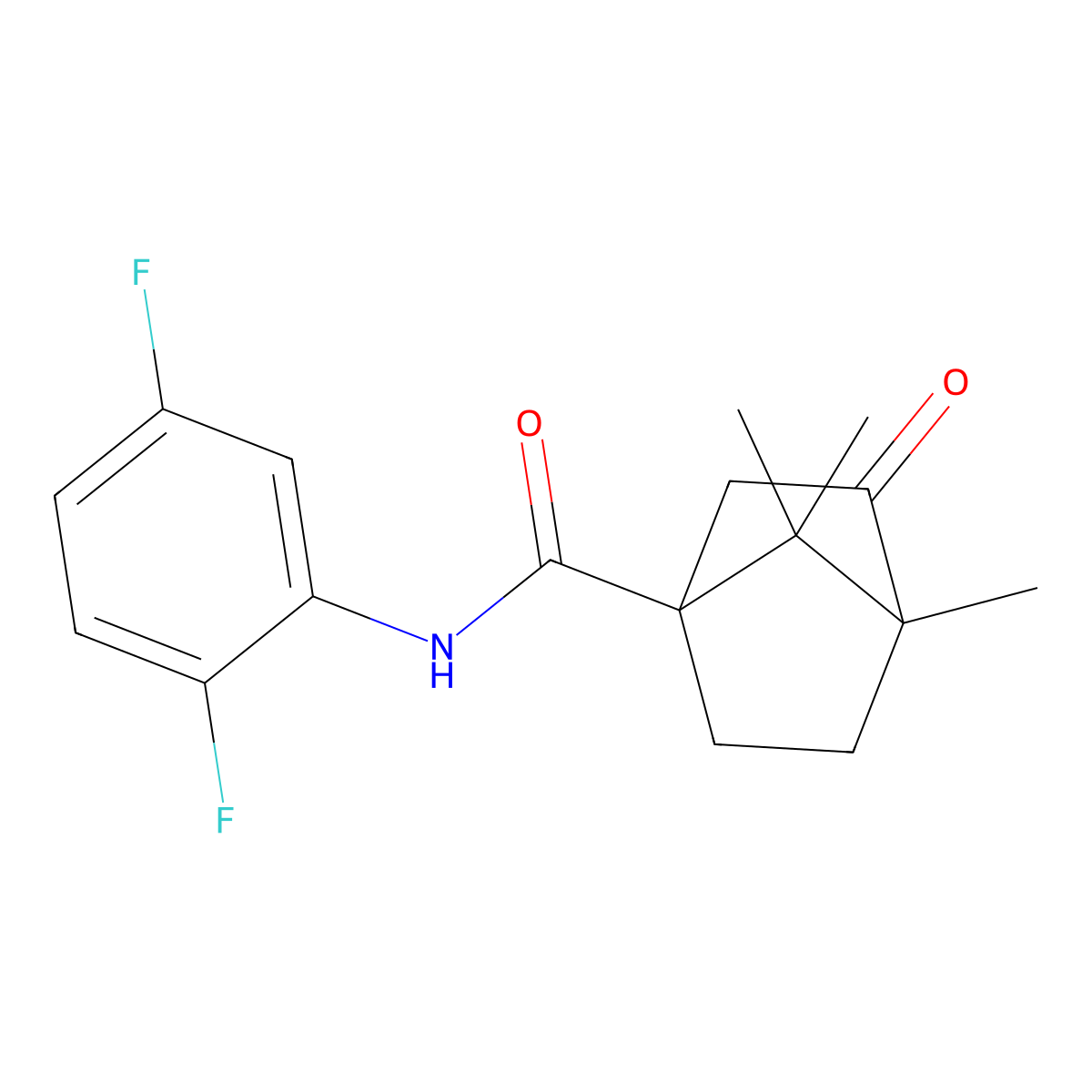 N-(2,5-difluorophenyl)-4,7,7-trimethyl-3-oxobicyclo[2.2.1]heptane-1-carboxamide molecular structure, CAS 727686-07-9
