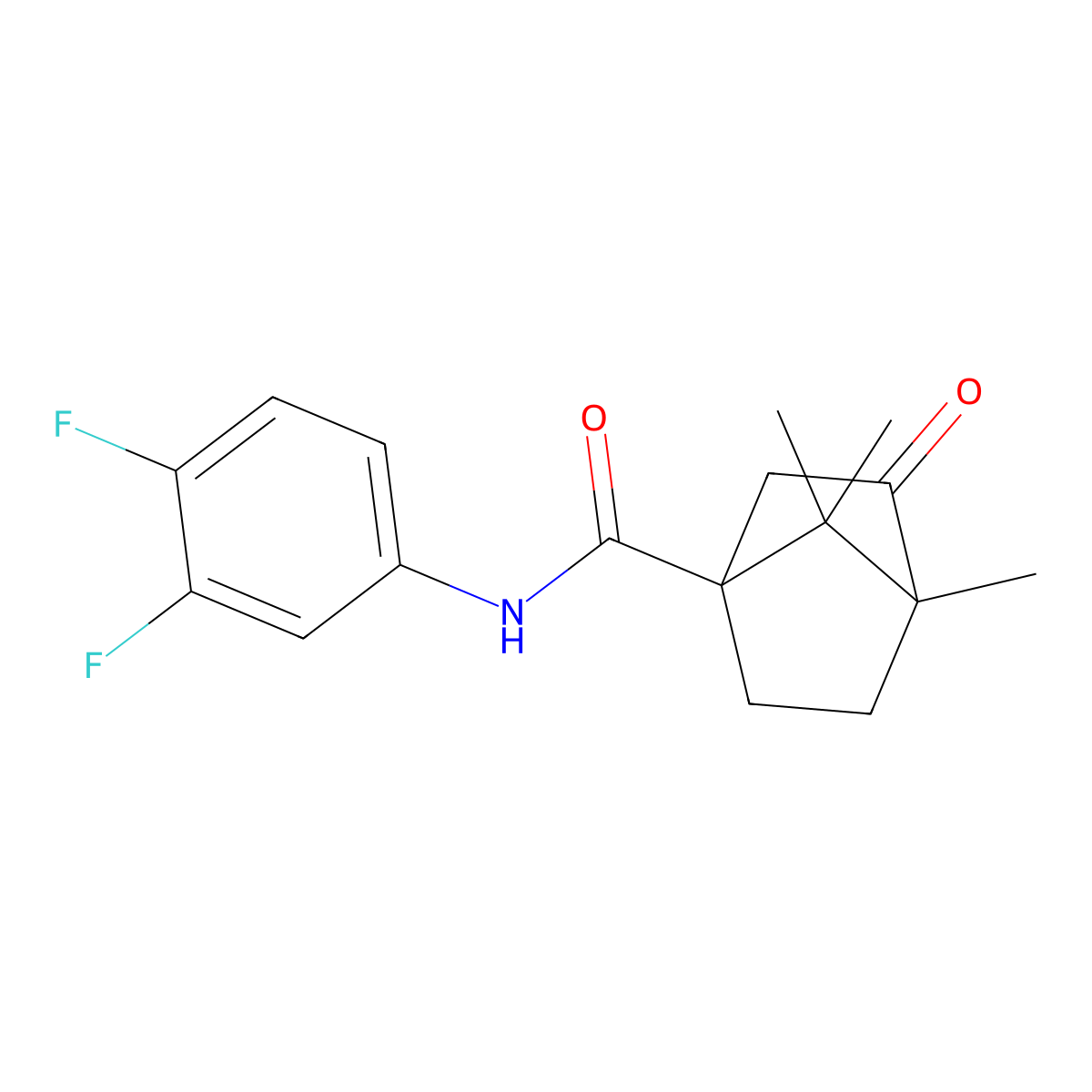 N-(3,4-difluorophenyl)-4,7,7-trimethyl-3-oxobicyclo[2.2.1]heptane-1-carboxamide molecular structure, CAS 727686-08-0
