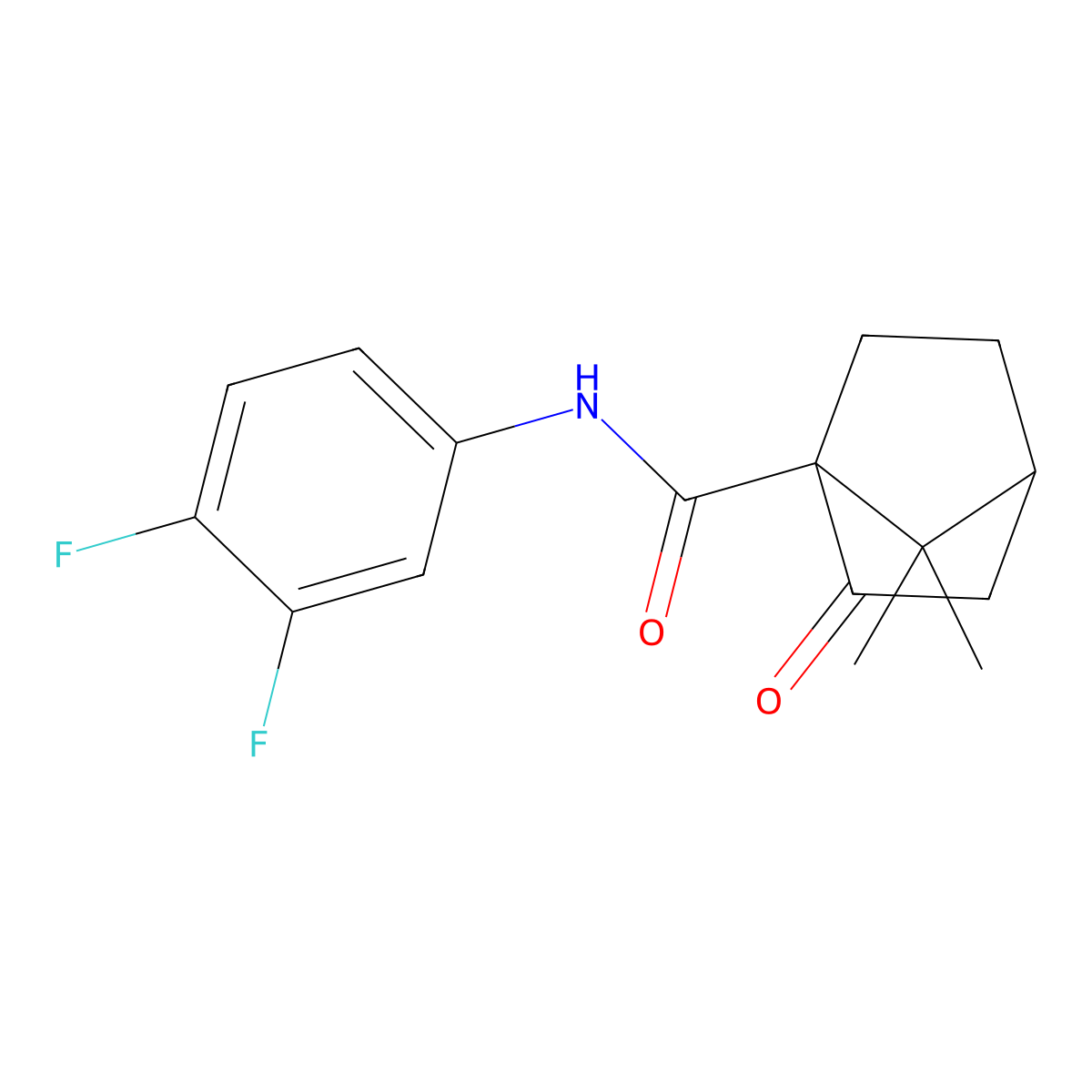 N-(3,4-difluorophenyl)-7,7-dimethyl-2-oxobicyclo[2.2.1]heptane-1-carboxamide molecular structure, CAS 727686-13-7