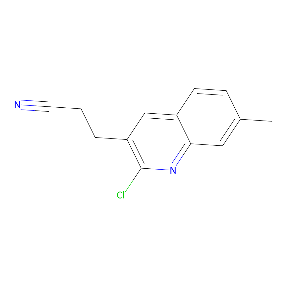 3-(2-Chloro-7-methylquinolin-3-yl)propanenitrile molecular structure, CAS 727686-14-8