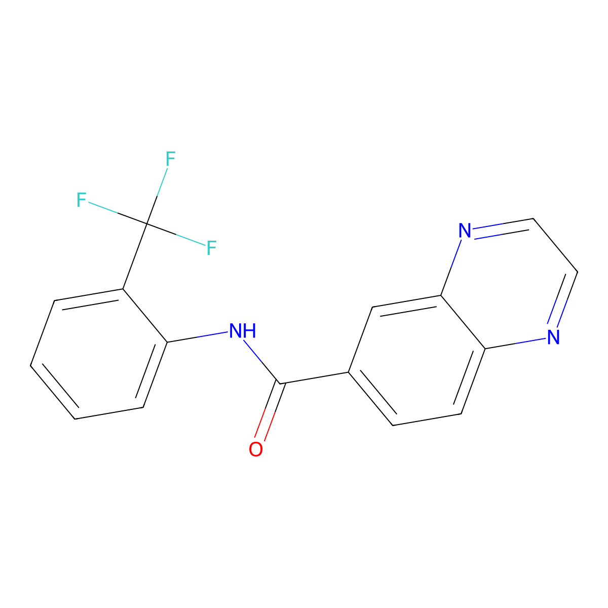 N-[2-(trifluoromethyl)phenyl]quinoxaline-6-carboxamide molecular structure, CAS 727686-16-0