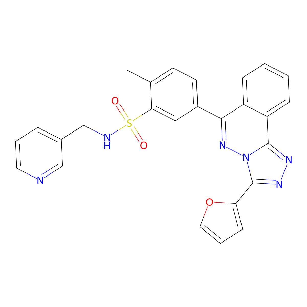 5-[3-(furan-2-yl)-[1,2,4]triazolo[3,4-a]phthalazin-6-yl]-2-methyl-N-(pyridin-3-ylmethyl)benzenesulfonamide molecular structure, CAS 727686-22-8