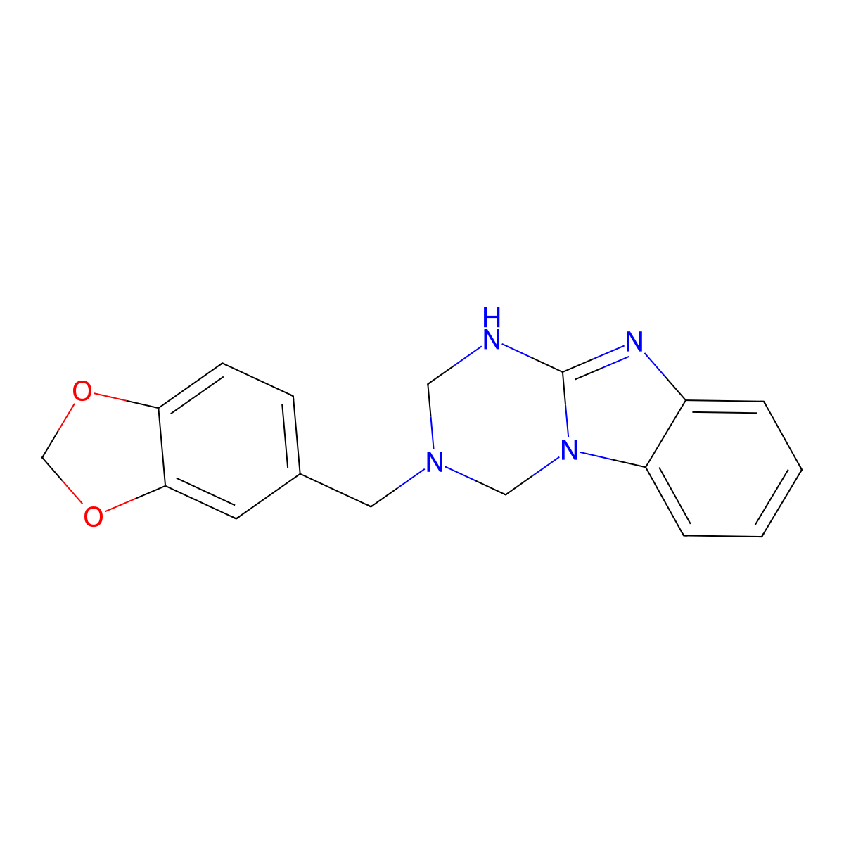 3-(1,3-benzodioxol-5-ylmethyl)-4,10-dihydro-2H-[1,3,5]triazino[1,2-a]benzimidazole molecular structure, CAS 727686-82-0