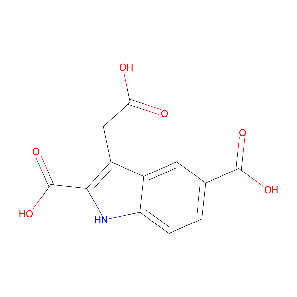 3-(carboxymethyl)-1H-indole-2,5-dicarboxylic acid molecular structure, CAS 727687-76-5