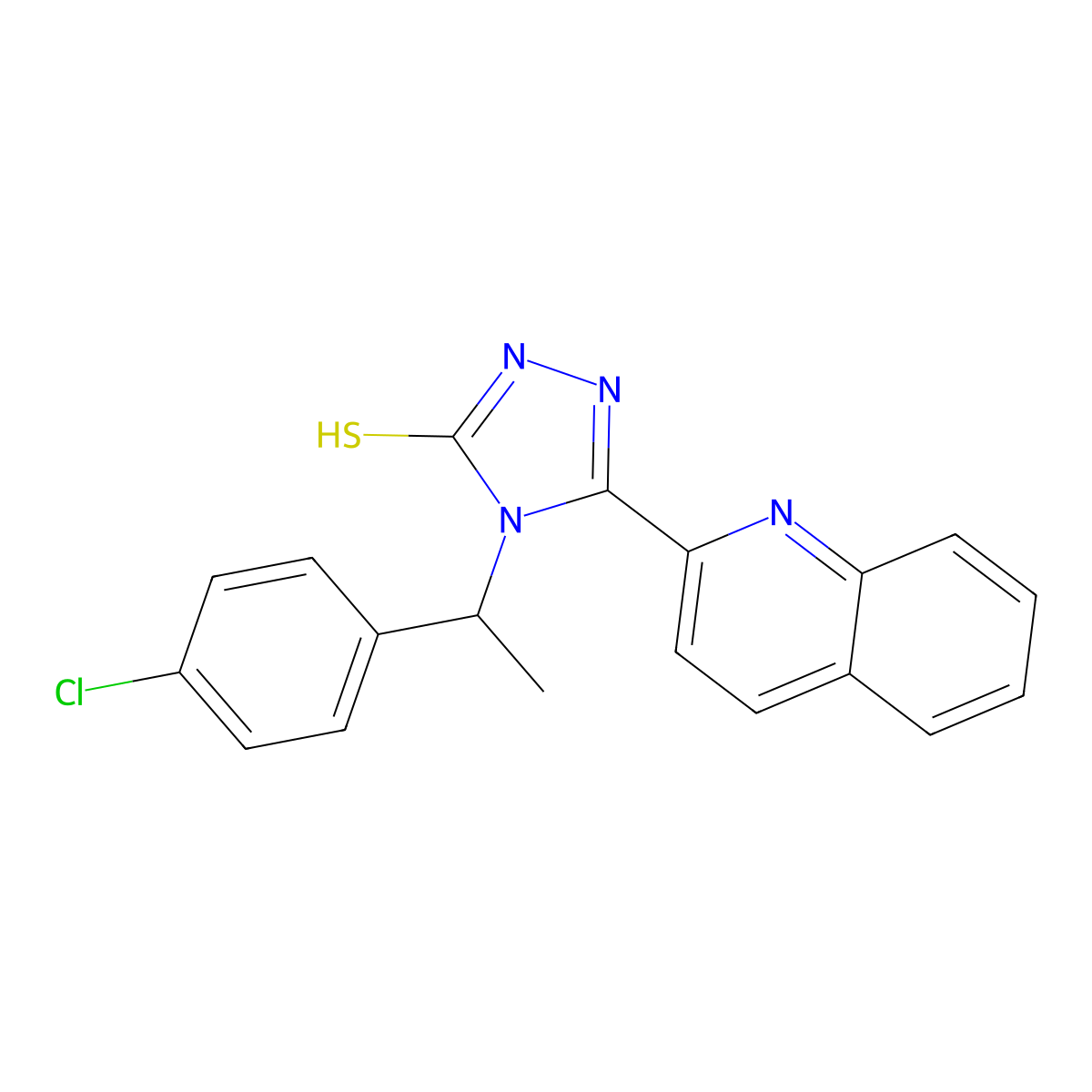 4-[1-(4-chlorophenyl)ethyl]-3-quinolin-2-yl-1H-1,2,4-triazole-5-thione molecular structure, CAS 727688-61-1
