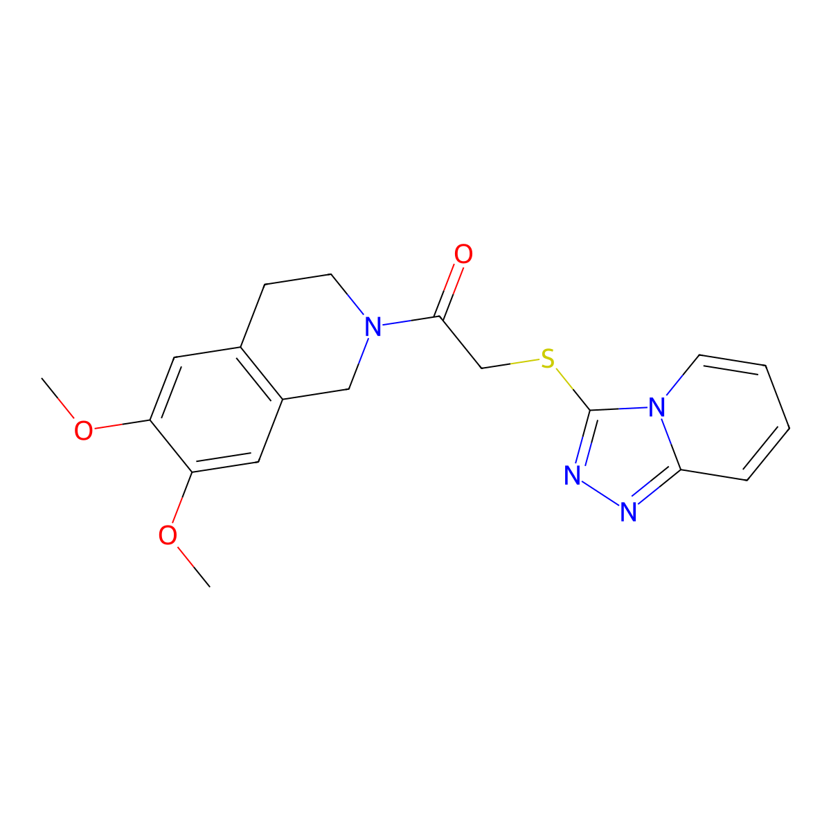1-(6,7-Dimethoxy-1,2,3,4-tetrahydroisoquinolin-2-yl)-2-{[1,2,4]triazolo[4,3-a]pyridin-3-ylsulfanyl}ethan-1-one molecular structure, CAS 727688-97-3