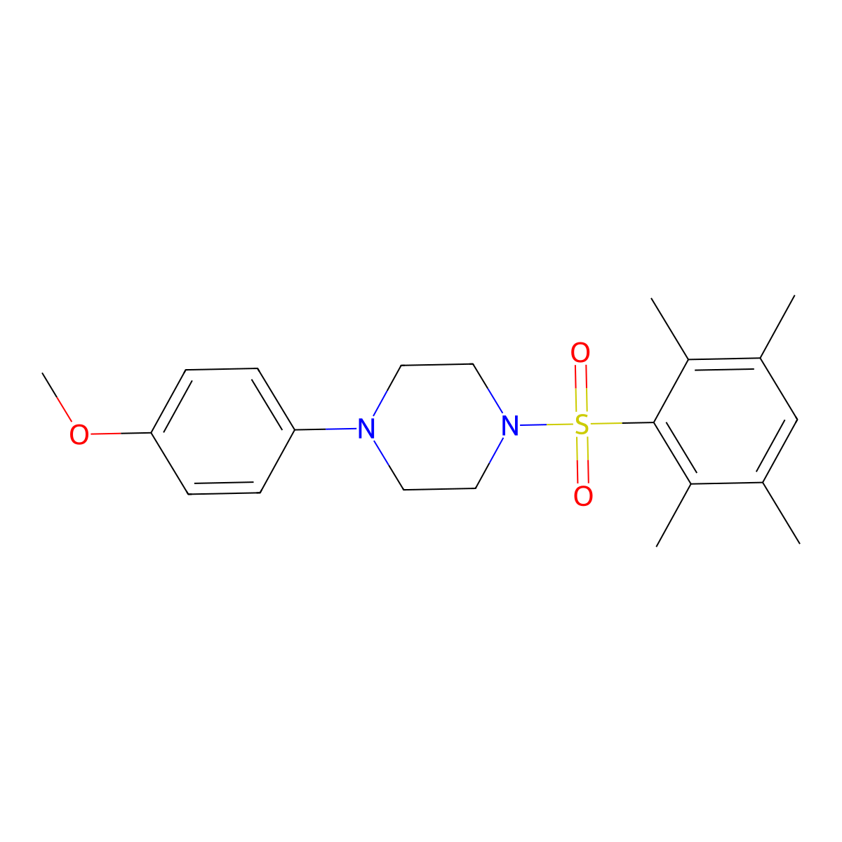 1-(4-Methoxyphenyl)-4-(2,3,5,6-tetramethylphenyl)sulfonylpiperazine molecular structure, CAS 727688-99-5
