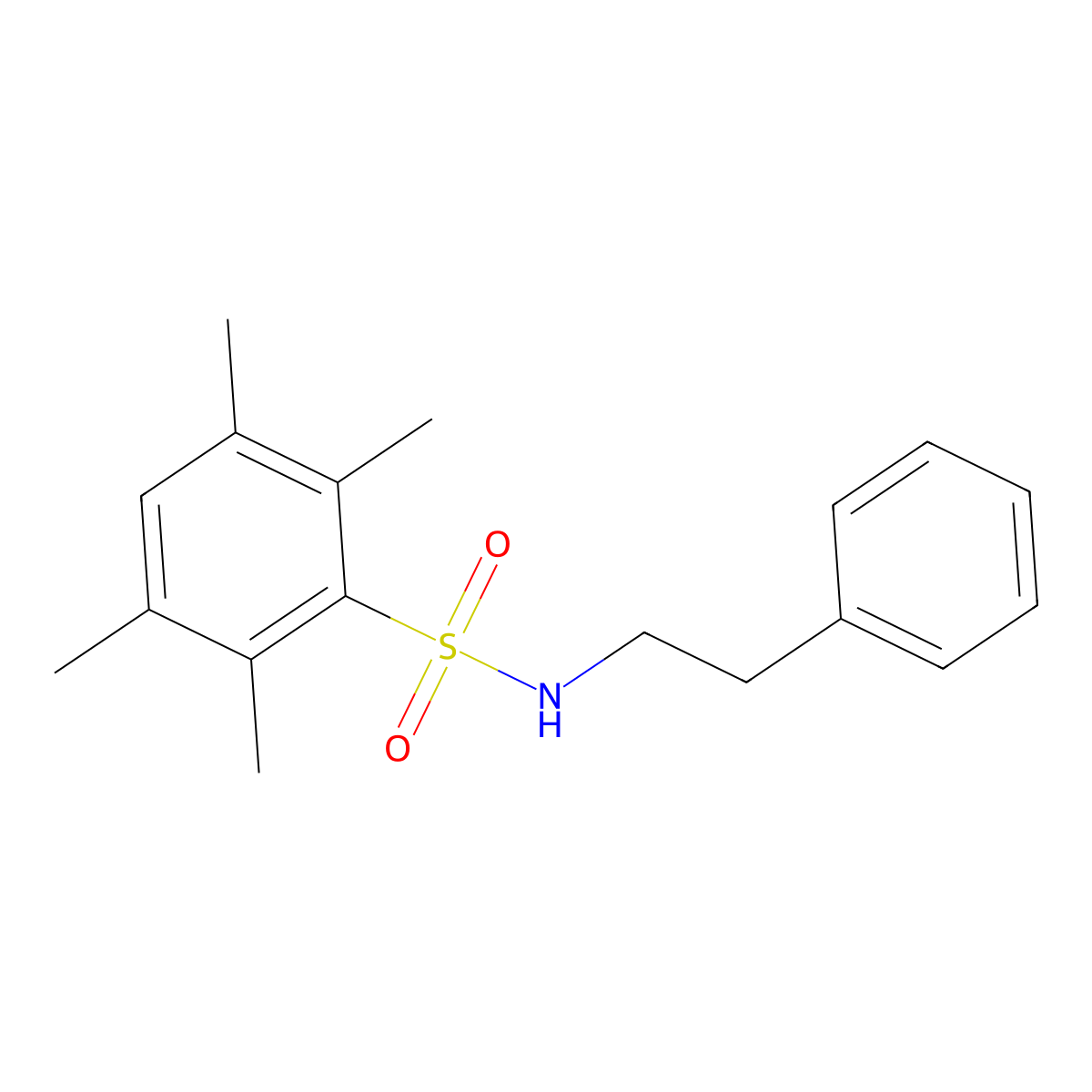 2,3,5,6-tetramethyl-N-phenethylbenzenesulfonamide molecular structure, CAS 727689-01-2
