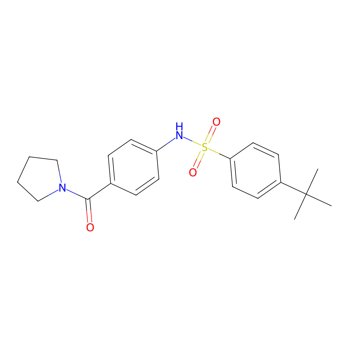 4-(tert-butyl)-N-(4-(pyrrolidine-1-carbonyl)phenyl)benzenesulfonamide molecular structure, CAS 727689-12-5