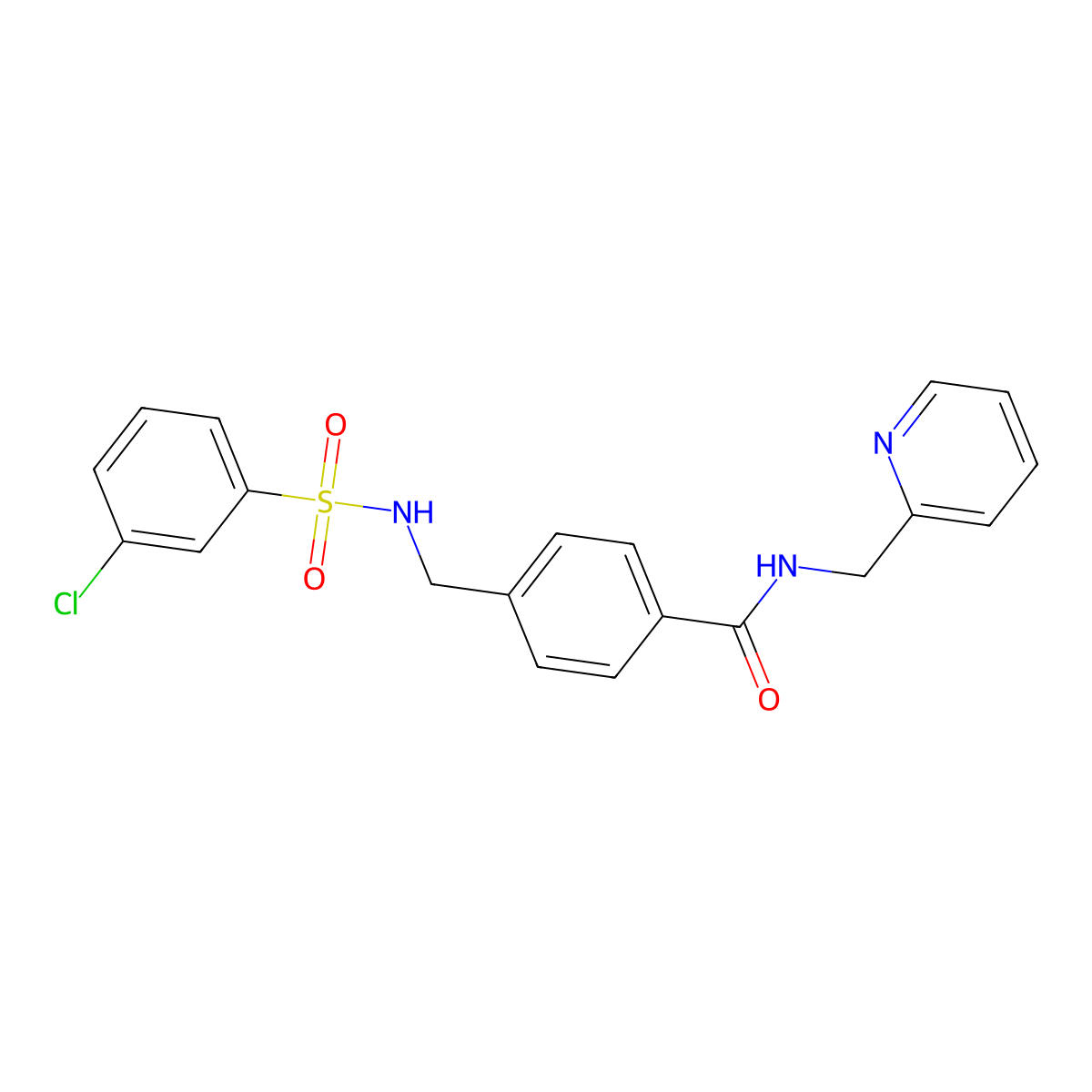 4-[[(3-chlorophenyl)sulfonylamino]methyl]-N-(pyridin-2-ylmethyl)benzamide molecular structure, CAS 727689-17-0