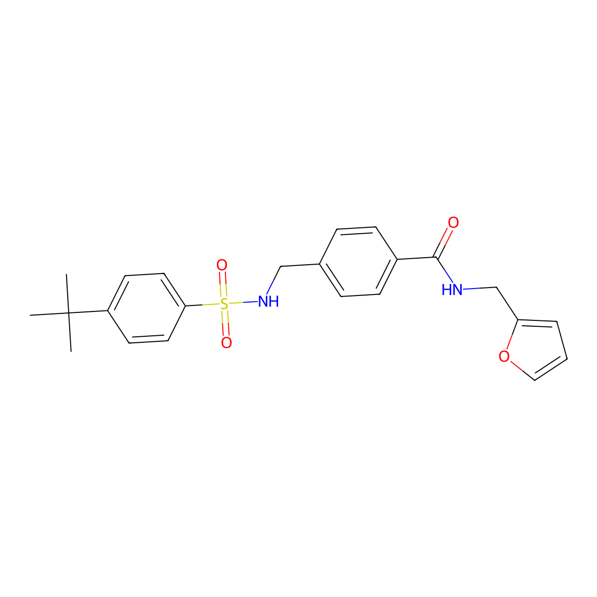 4-[[(4-tert-butylphenyl)sulfonylamino]methyl]-N-(furan-2-ylmethyl)benzamide molecular structure, CAS 727689-20-5