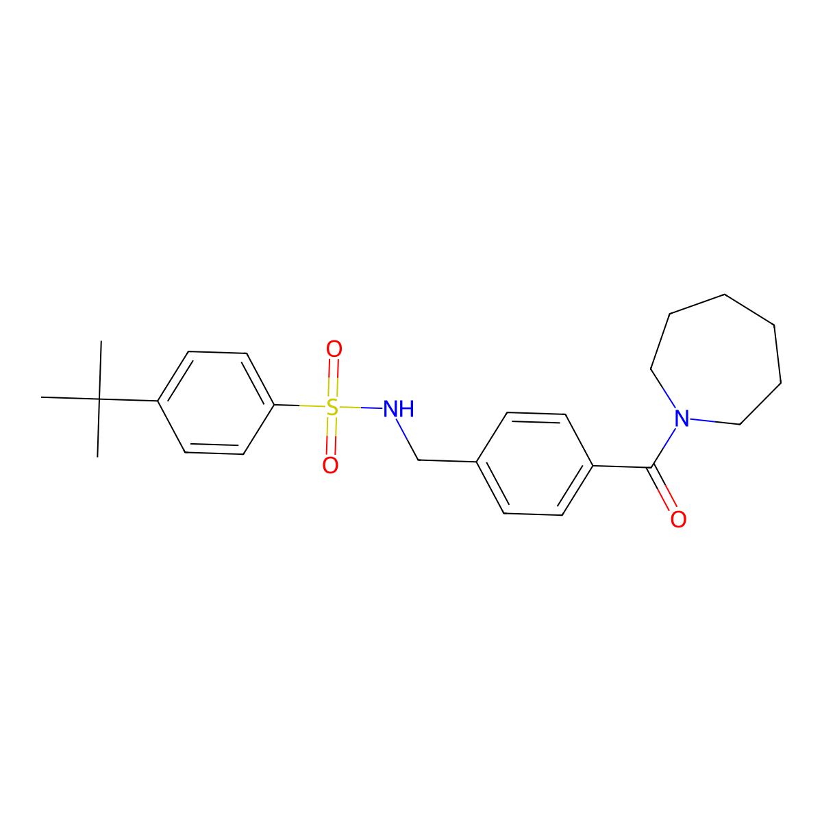 N-(4-(azepane-1-carbonyl)benzyl)-4-(tert-butyl)benzenesulfonamide molecular structure, CAS 727689-22-7